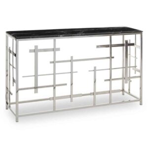 Aralia Marble Console Table With Metal Frame – Black